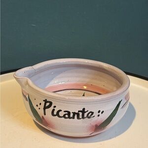 Salado Pottery Picante Salsa Bowl With Spout, Hand Thrown Salado, Texas, Signed